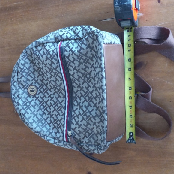 Tommy Hilfiger TH Graphic Brown Beige Backpack Purse - Picture 11 of 16